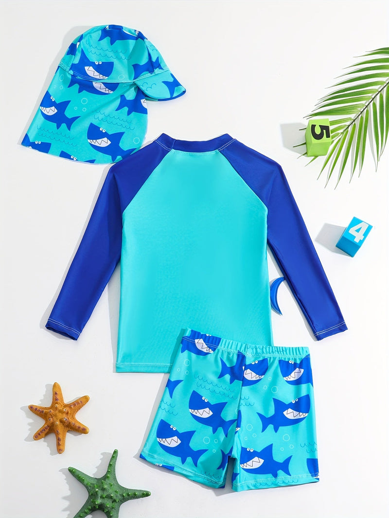 Zestaw do Pływania z Rekinami 3-częściowy dla Chłopców – Wygodny i Ochronny w Słońcu