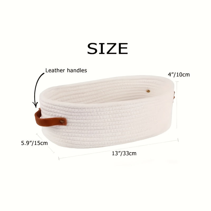 Boho Koszyk do Przechowywania z Skórzanymi Uchwytami – Idealny do Łazienki i Salonu