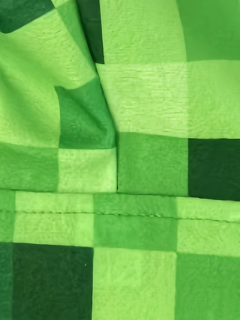 Minecraft Inspirowany Zielony Wzór Kratki Onesie dla Dzieci – Idealny na Halloween i Imprezy