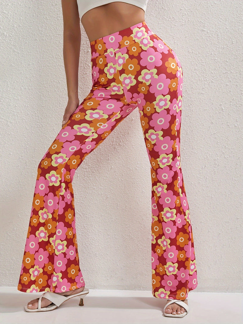 Cheerful Flowers Bell Bottom Pants – Stylish and Breathable for Spring and Summer