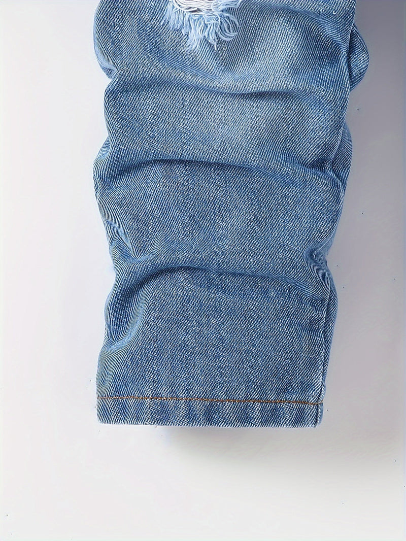 Casual Ripped Denim Kurtka i Spodnie – Idealne dla Przygodowych Chłopców