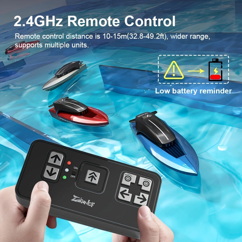 Mini barcă de jucărie acvatică – Controlată de la distanță cu iluminare LED