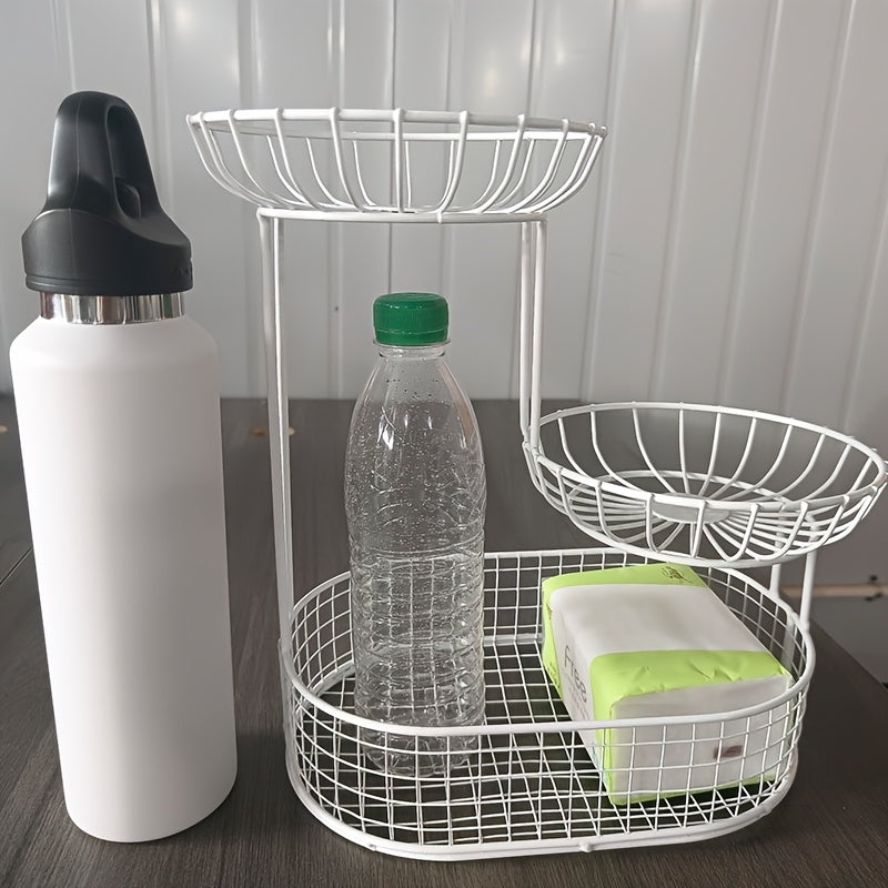 Złota Tiers 3-poziomowy Kosz na Owoce – Elegancki i Praktyczny