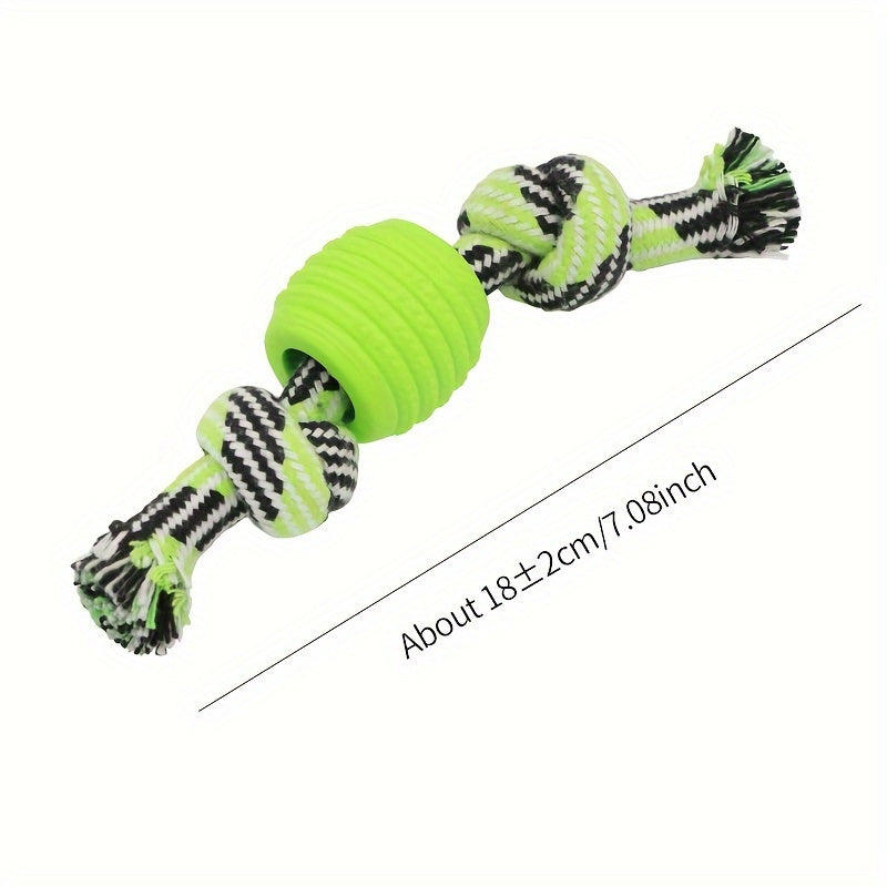 Interactive Chew Toy for Dogs – With Colorful Knots and Rubber Ball