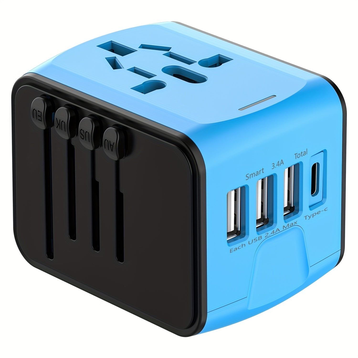 Adapter podróżny z 4 portami USB i Type-C – Globalna ładowarka z szybkim ładowaniem i funkcjami bezpieczeństwa