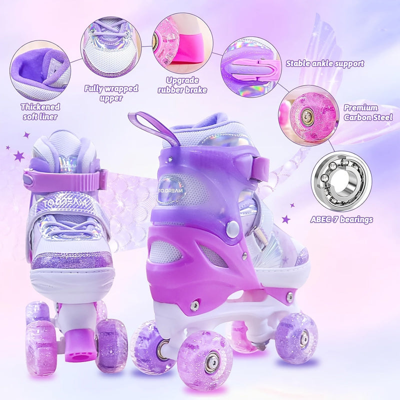 Regulowane Rolki dla Dzieci – Migoczący Wzór Gwiazdy z Świecącymi Kółkami