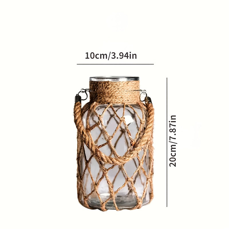 Rustic Glass Vase with Jute Cord – Decorative and Timeless for Your Interior