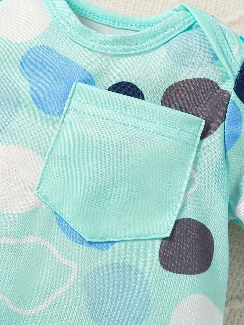 9-elementowy zestaw ubranek dla niemowląt z dinozaurami, chmurkami i kropkami – w zestawie body, czapka i śliniaki