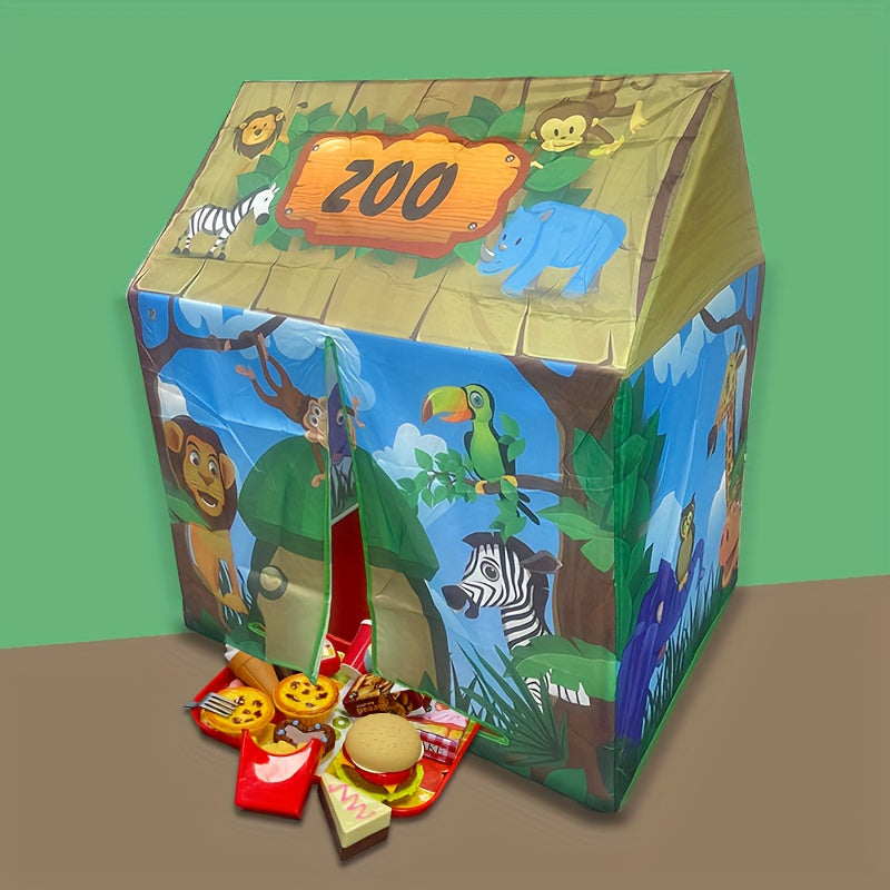 Safari Jungle Namiot do zabawy - Tematyczny domek do zabawy z zestawem zabawek burgerowych