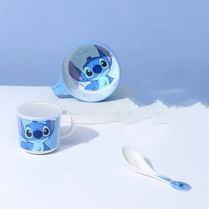 3-częściowy zestaw naczyń Stitch – Miska, Kubek i Łyżka z Urokliwym wzorem z kreskówki