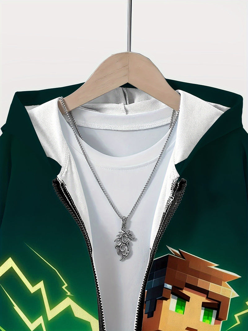 Casual Geometrystyczna Gra Kurtka – Stylowa i Wygodna dla Chłopców