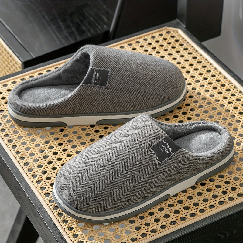 Ciepłe Pantofle Męskie z Wzorem Warkocza – Komfort i Przyczepność w Domu na Jesień i Zimę