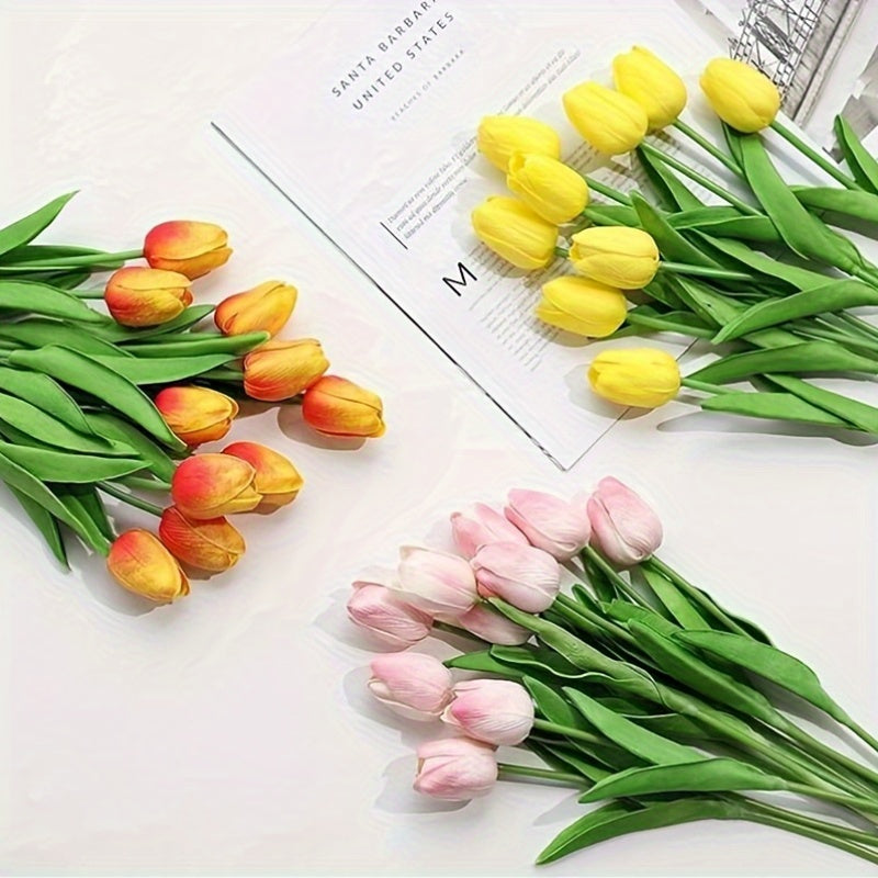Set of 15 Realistic Artificial Tulips – Perfect for Weddings, Parties, and Interior Decoration