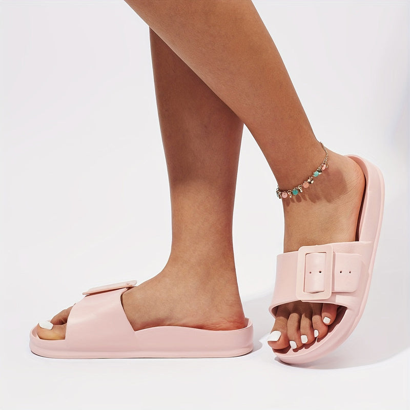 Papuci de damă confortabili cu cataramă – ușori și reglabili pentru uz interior și exterior