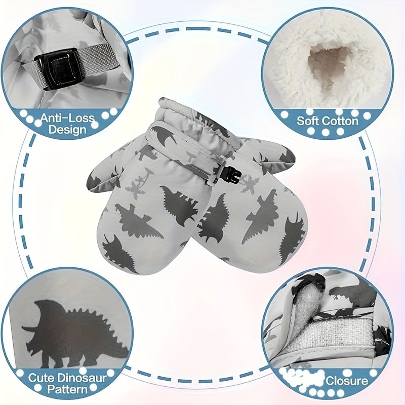 Rękawice Zimowe Dinozaury dla Dzieci - Na Ciepłe Przygody w Śniegu