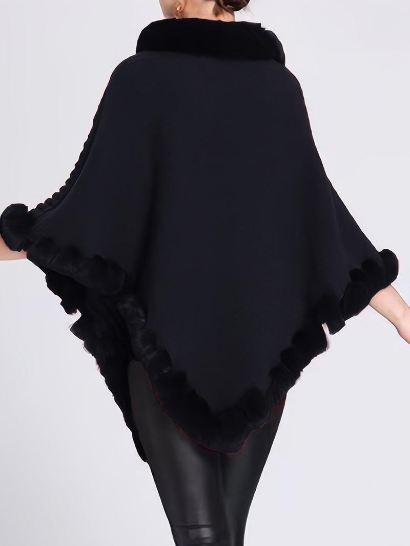 Luksusowy Gruby Sweter z Golfem dla Kobiet - Z Sztucznym Futrem i Elegancką Kapturką na Zimę