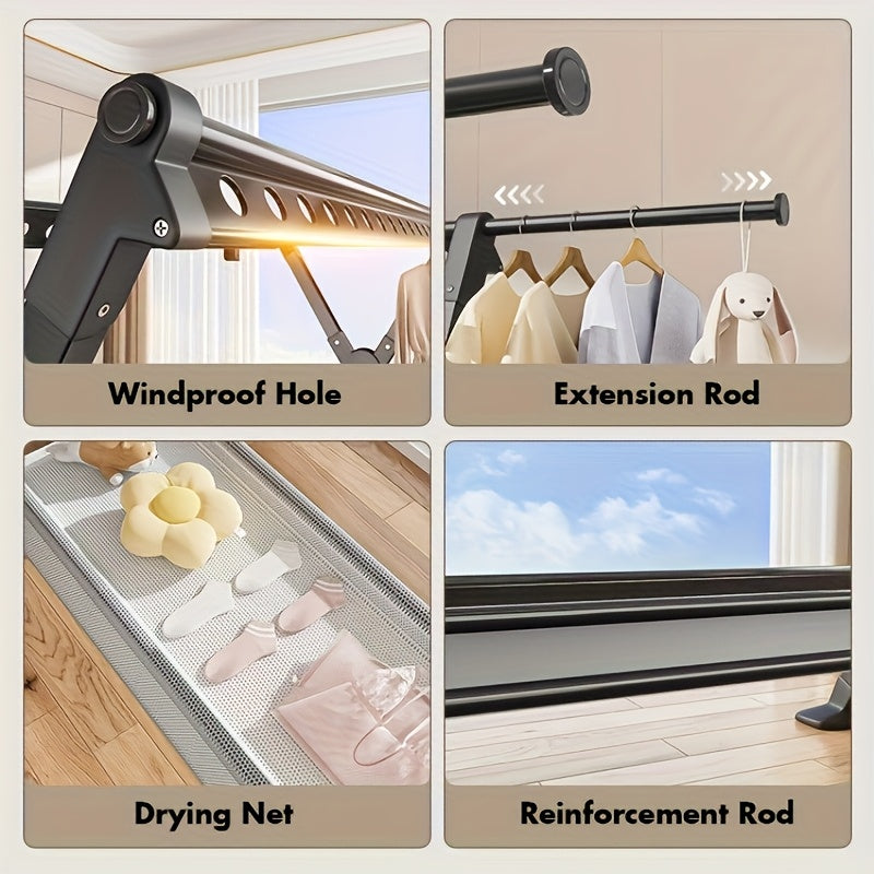 FlexiDry Suszarka do ubrań – Składana i Przestronna z 36 Otworami Odpornymi na Wiatr