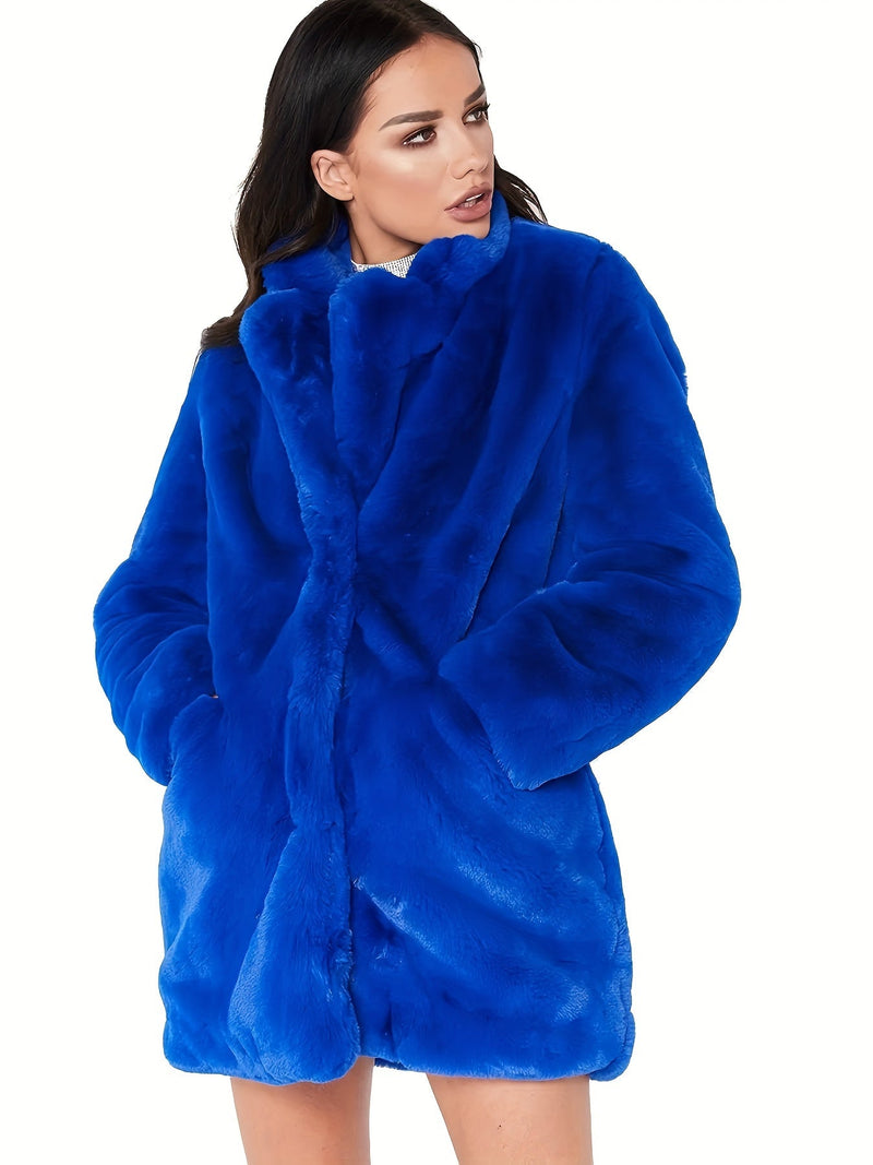 Elegancka Damska Zimowa Kurtka z Sztucznego Futra o Średniej Długości - Stylowa i Ciepła na Zimowe Miesiące