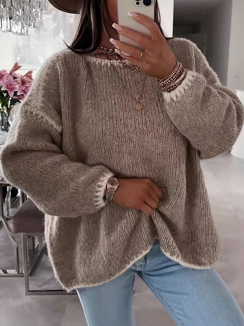 Sweter Off-The-Shoulder w Kolorowe Bloki - Casual i Wygodny na Jesień i Zimę
