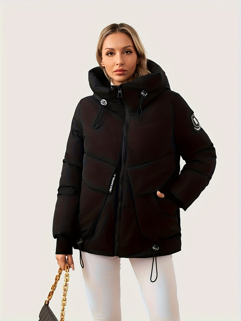 Nowoczesna Zimowa Kurtka z Regulowanym Kapturem i Talią – Pikowane Wykonanie dla Maksymalnego Ciepła i Komfortu
