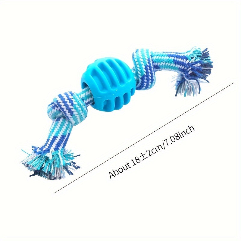 Interactive Chew Toy for Dogs – With Colorful Knots and Rubber Ball