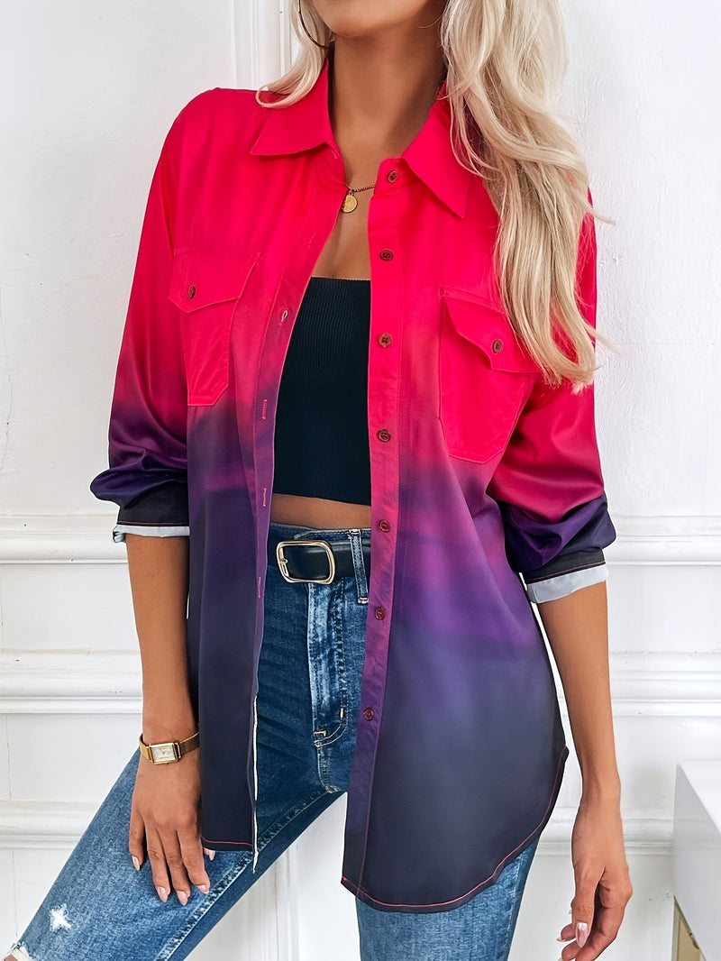 Gradientowa Bluzka w Kratę dla Dams – Wesoła i Stylowa na Lato