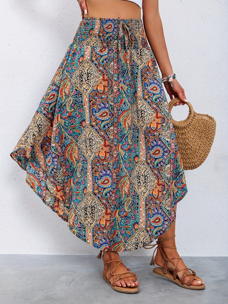 Skirt with Paisley Pattern and High Waist – Stylish and Comfortable for Summer and Spring