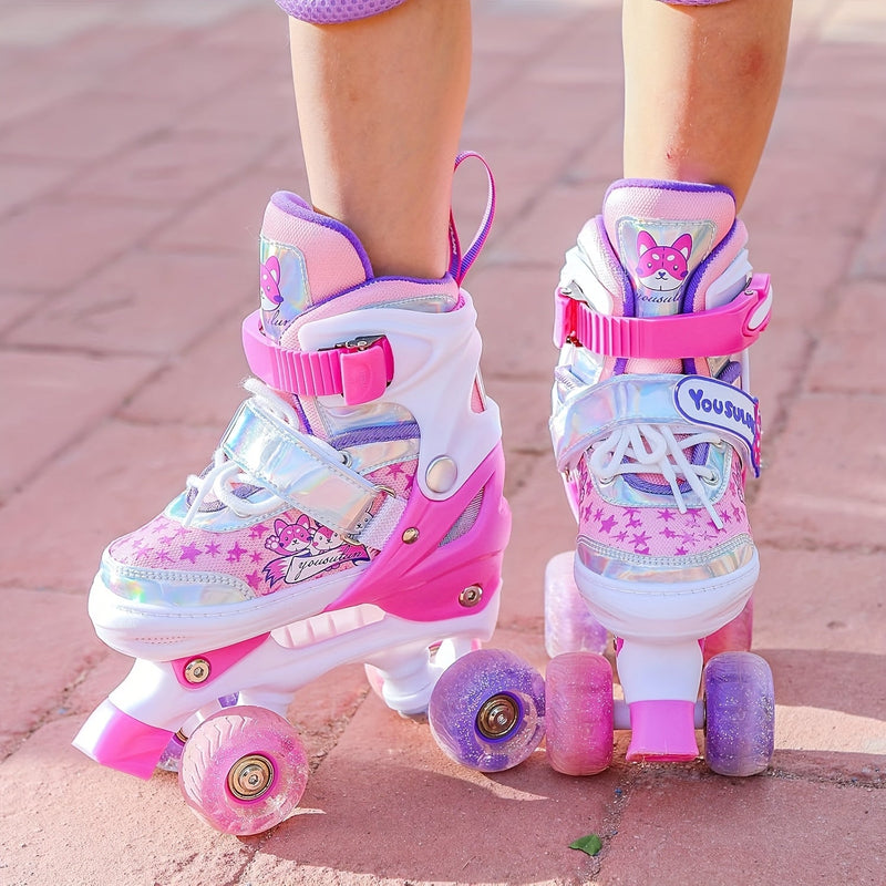 Regulowane Rolki dla Dzieci – Migoczący Wzór Gwiazdy z Świecącymi Kółkami