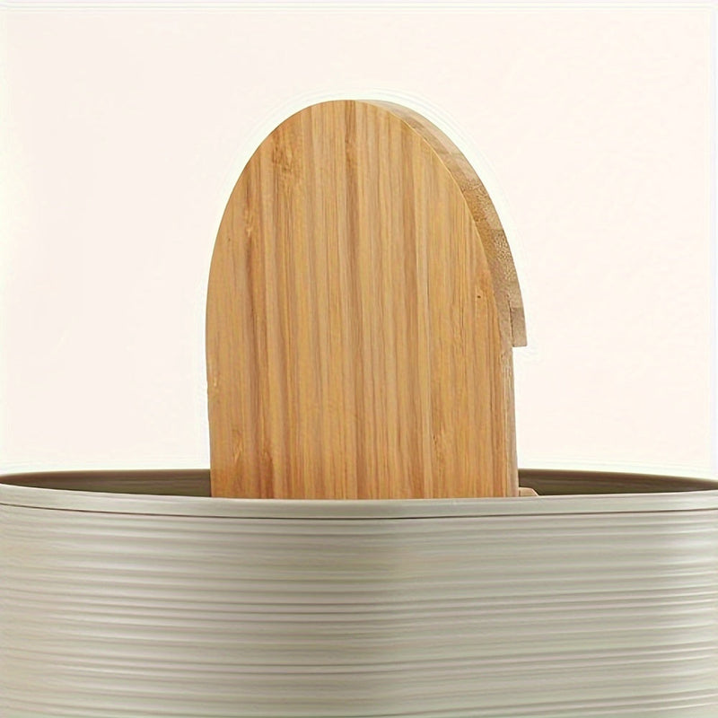 Nowoczesny Zestaw Łazienkowy z Akcentami Bambusa – Zorganizowany i Elegancki w Jednym