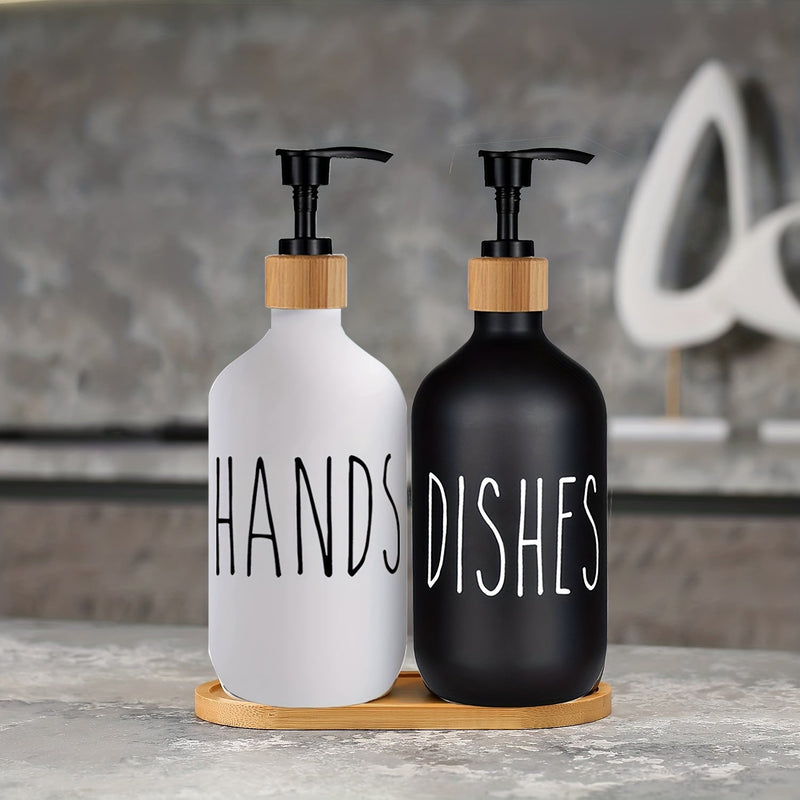 Modern soap dispenser with wooden base - For a stylish bathroom