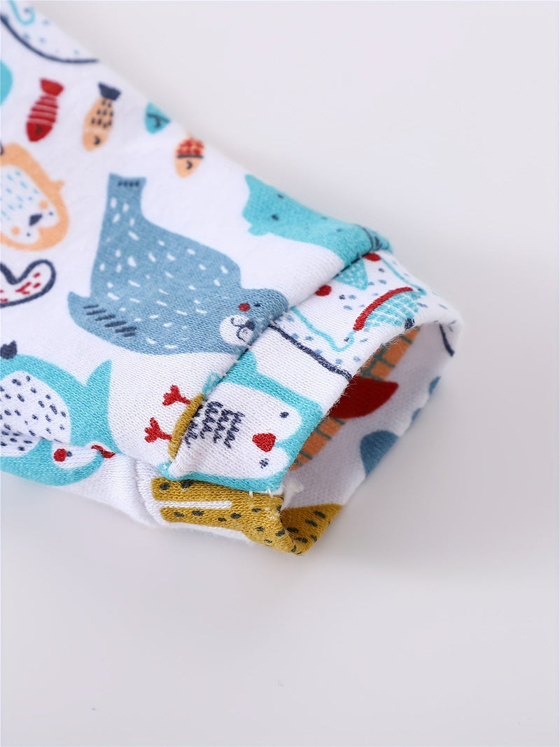 3-częściowy zestaw body dla niemowląt z nadrukami zwierząt – długie rękawy do aktywności na świeżym powietrzu