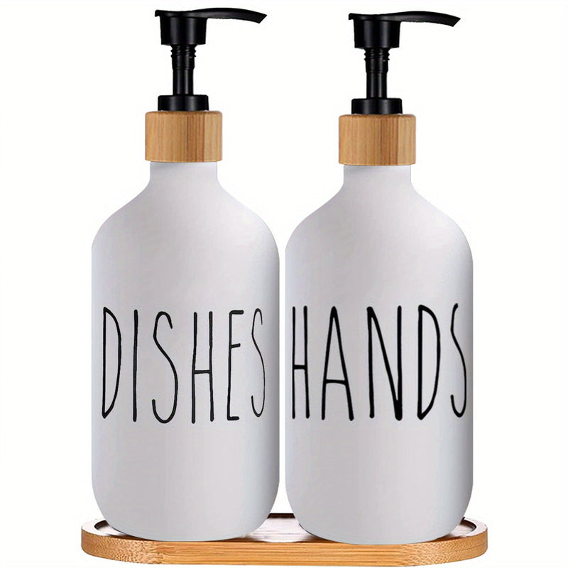 Modern soap dispenser with wooden base - For a stylish bathroom