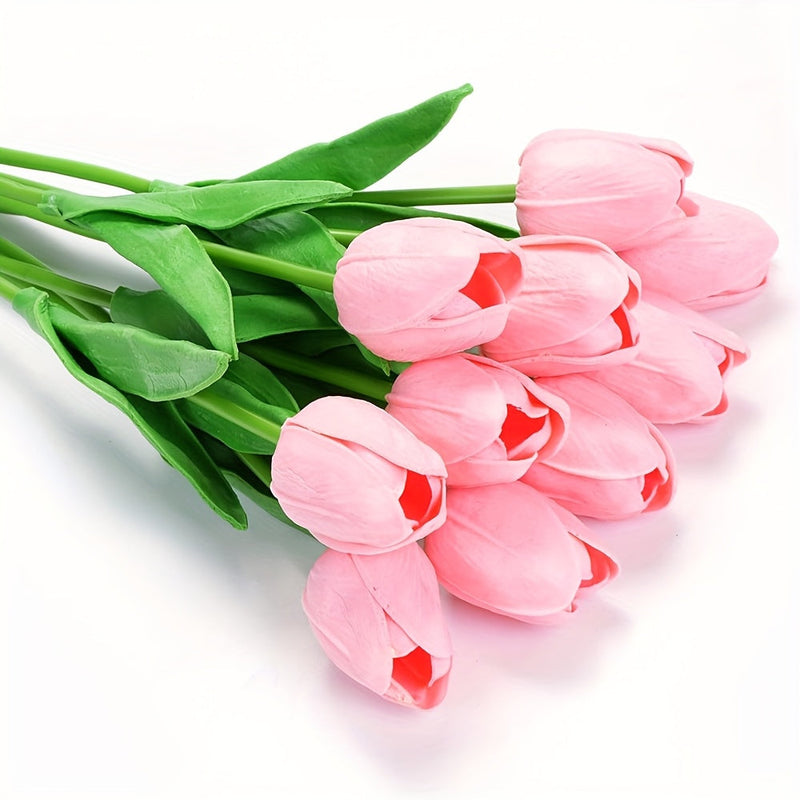 Set of 10 Artificial White Tulips – Ideal for Weddings, Photography, and Interior Decoration