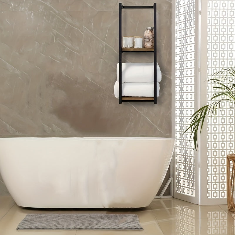 Industrial Towel Rack with Shelves – Elegant and Functional Wall Furniture
