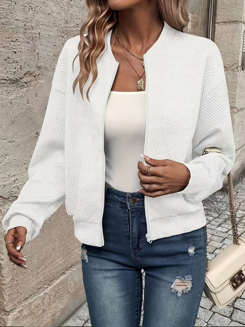 Stylish Woven Bomber Jacket – Ideal for Spring and Summer