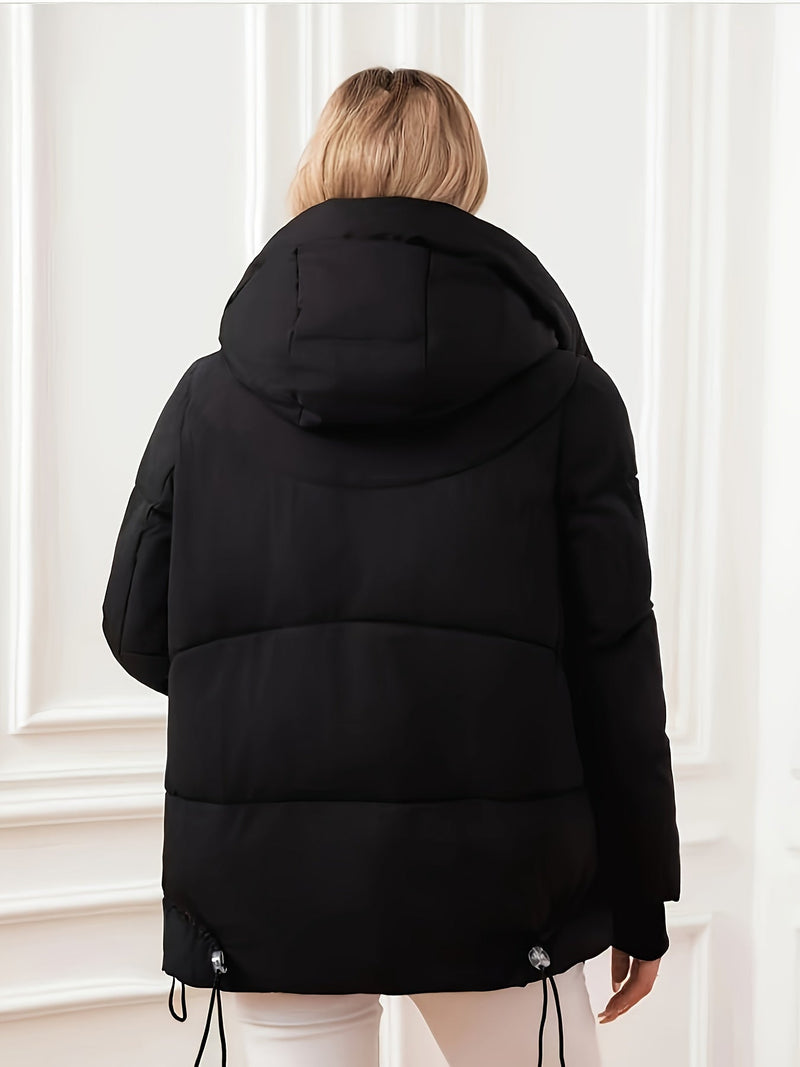 Nowoczesna Zimowa Kurtka z Regulowanym Kapturem i Talią – Pikowane Wykonanie dla Maksymalnego Ciepła i Komfortu