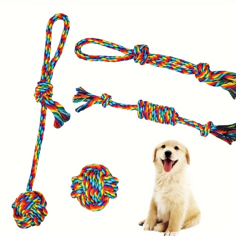 Dog Toy Set - 4 Pieces – Ideal for Chewing, Biting, and Playtime