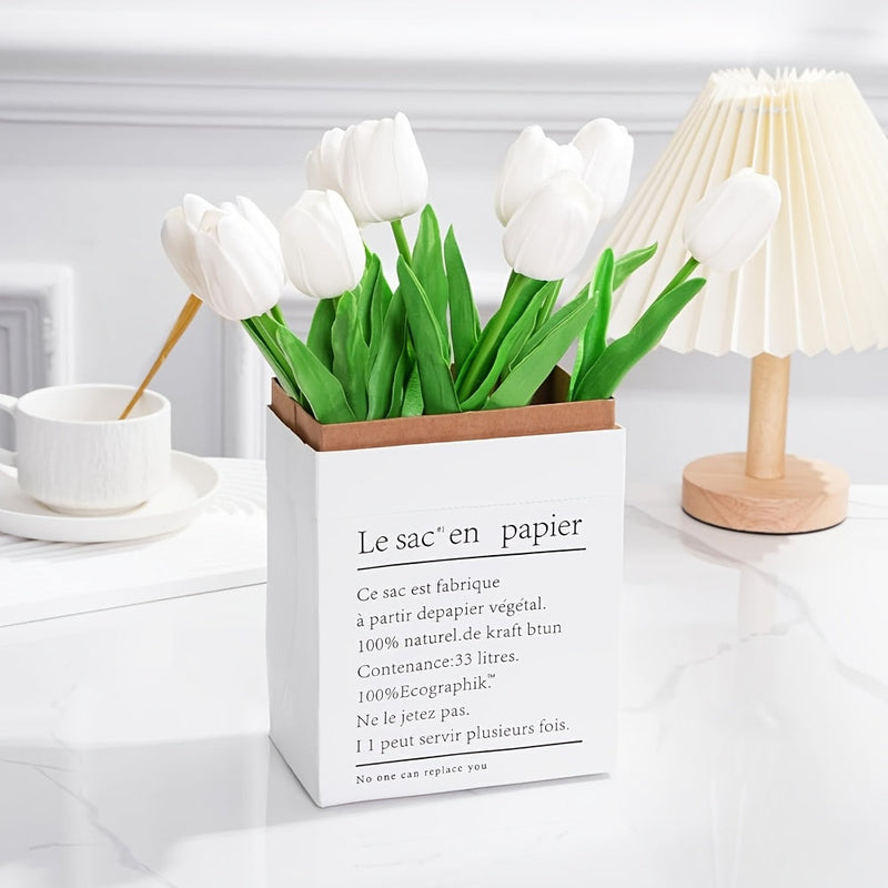 Set of 10 Artificial White Tulips – Ideal for Weddings, Photography, and Interior Decoration