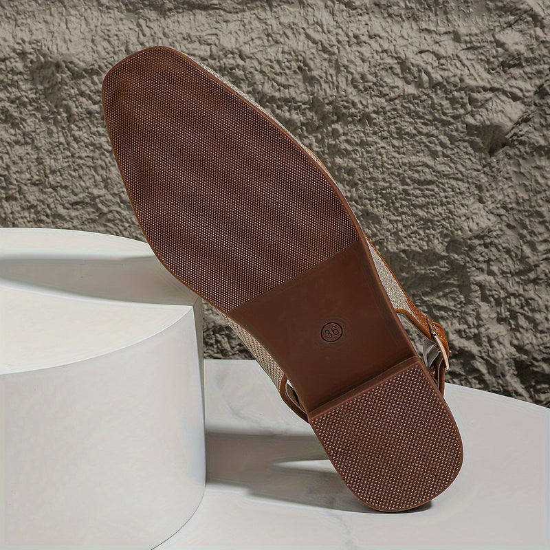 Sandały damskie z metalową klamrą – Stylowe i komfortowe z kwadratowym noskiem