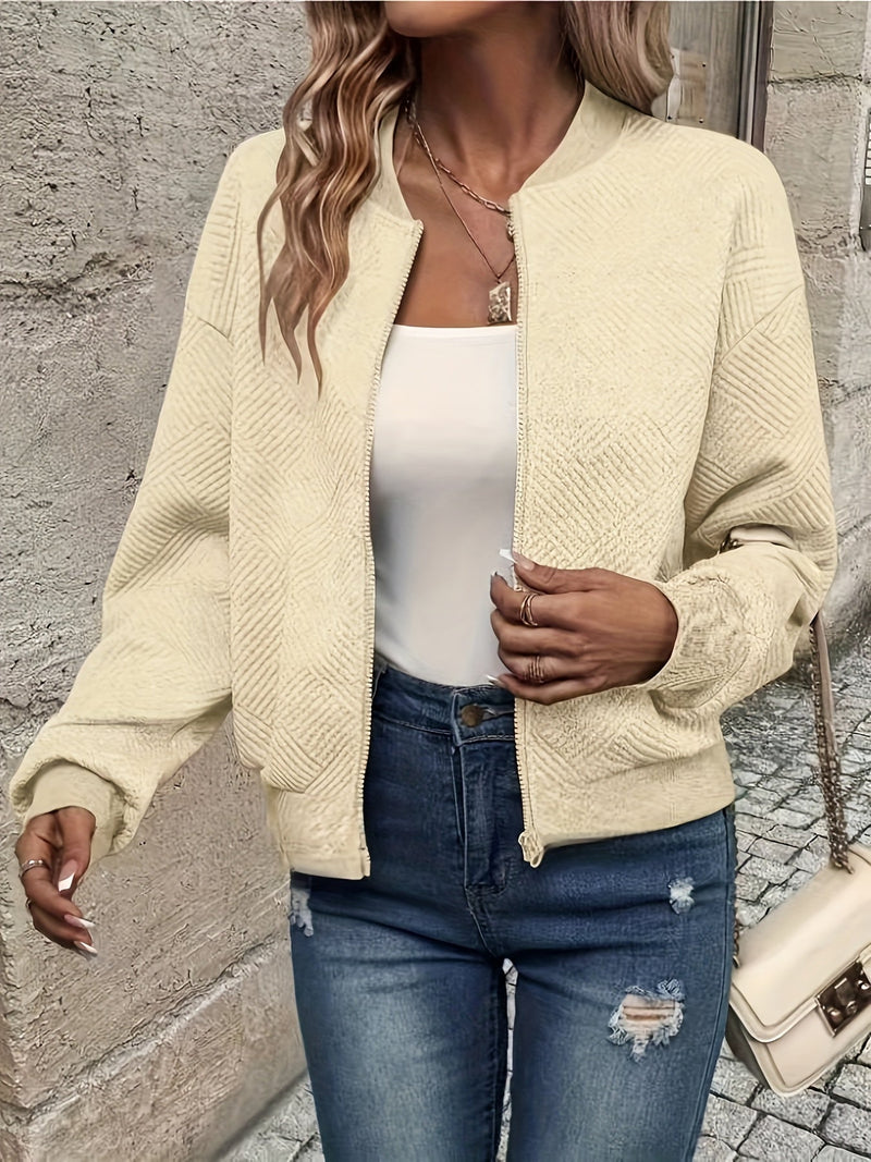 Stylish Woven Bomber Jacket – Ideal for Spring and Summer