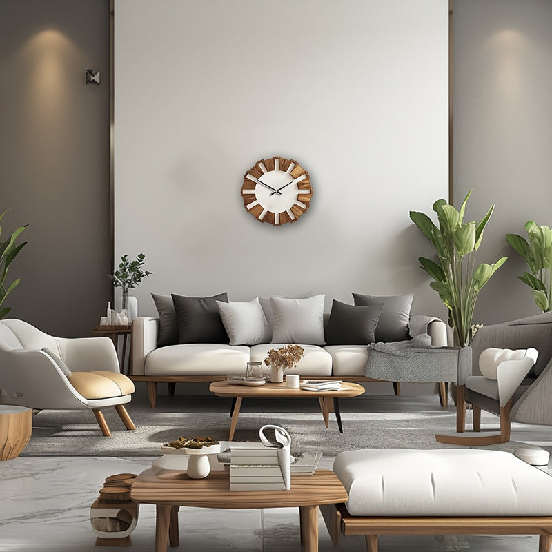 Rustykalny Drewniany Zegar Ścienny z Cichym Mechanizmem – Ponadczasowy Design do Salonu, Biura i Sypialni
