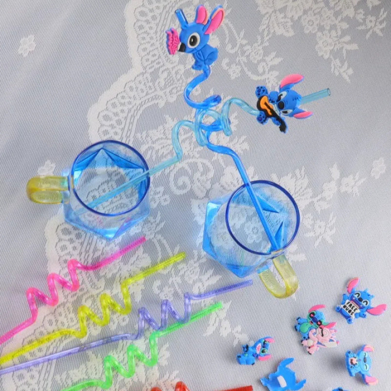 Zestaw wielokrotnego użytku słomek Stitch – 16 kolorowych słomek na przyjęcia i urodziny