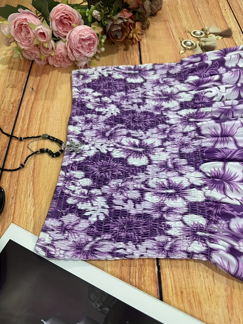 Boho Kwiatowa Sukienka Tube – Wesoła i Wygodna na Letnie Wypady