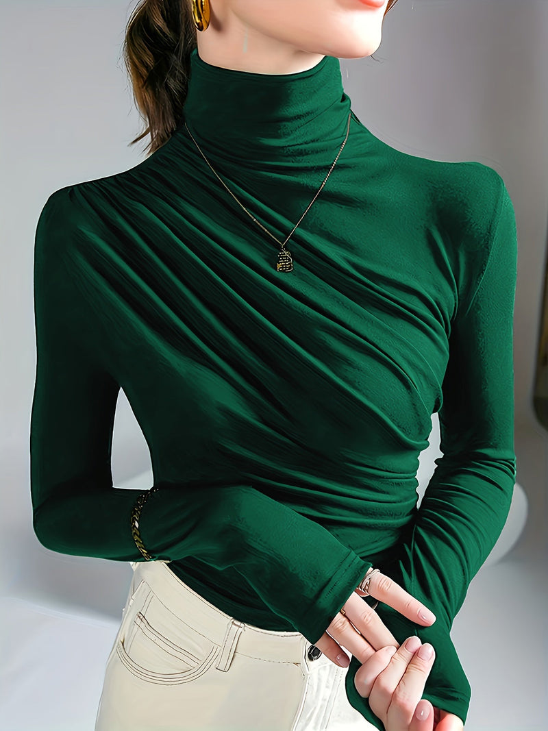 Elegancka, Marszczona Bluzka z Mockneck - Stylowy i Wygodny Wybór na Jesień i Zimę