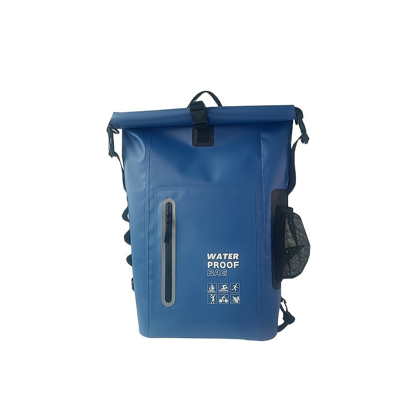 Wodoodporny plecak 25L z rolką, z wieloma kieszeniami, solidnym zapięciem klamrowym i siatkową kieszenią boczną