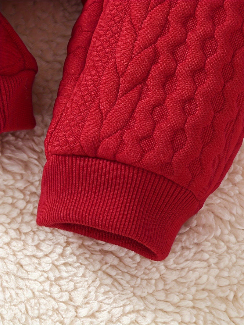 Luna Baby Romper – Uroczy Czerwony Kombinezon z Wypustkami na Zimę