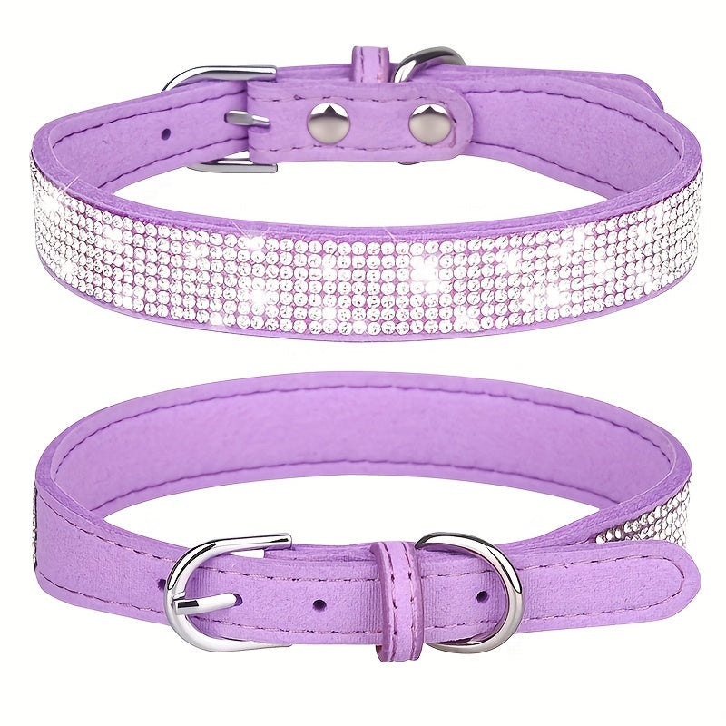 Adjustable Leather Dog Collar with Zirconia – Strong and Durable