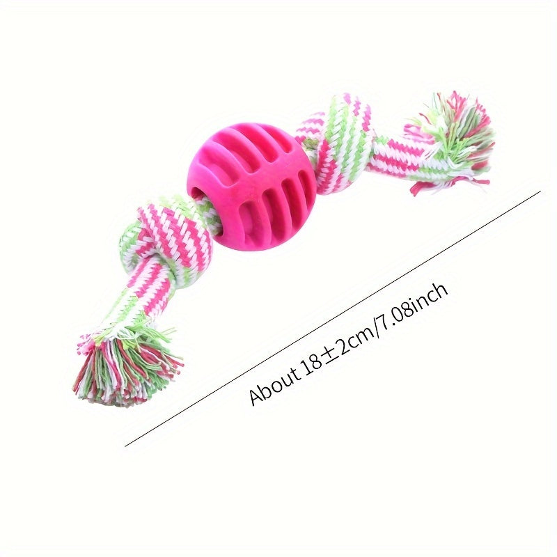 Interactive Chew Toy for Dogs – With Colorful Knots and Rubber Ball