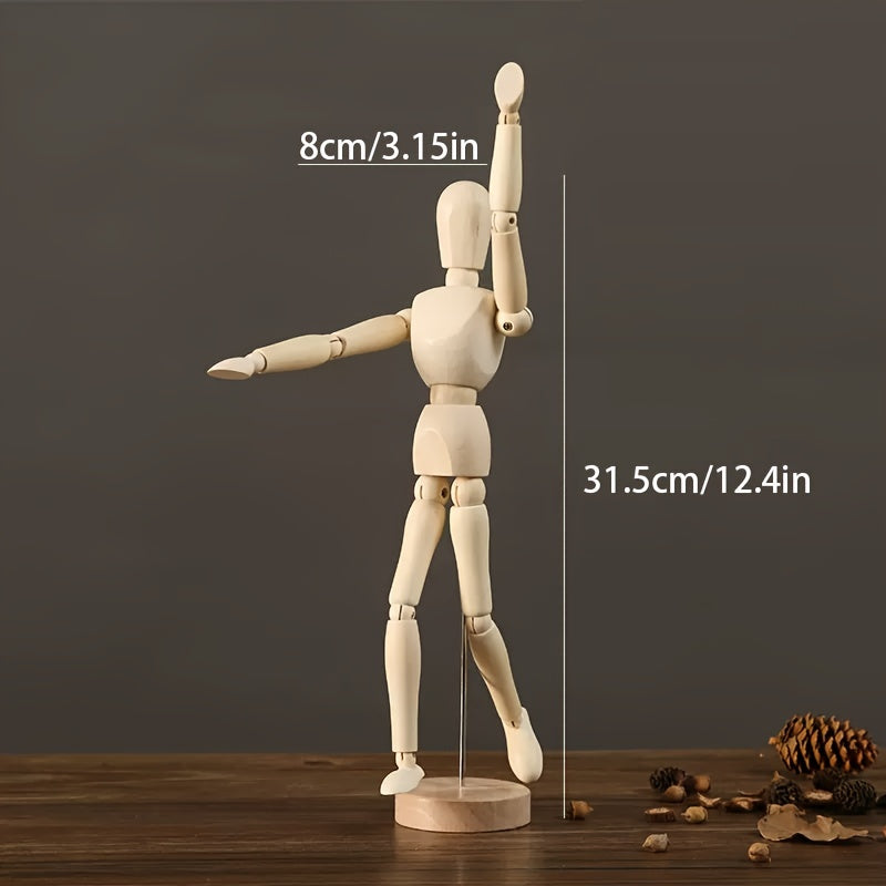 Morelowy Drewniany Manekin Artystyczny – Elastyczny i Naturalny w Wyglądzie
