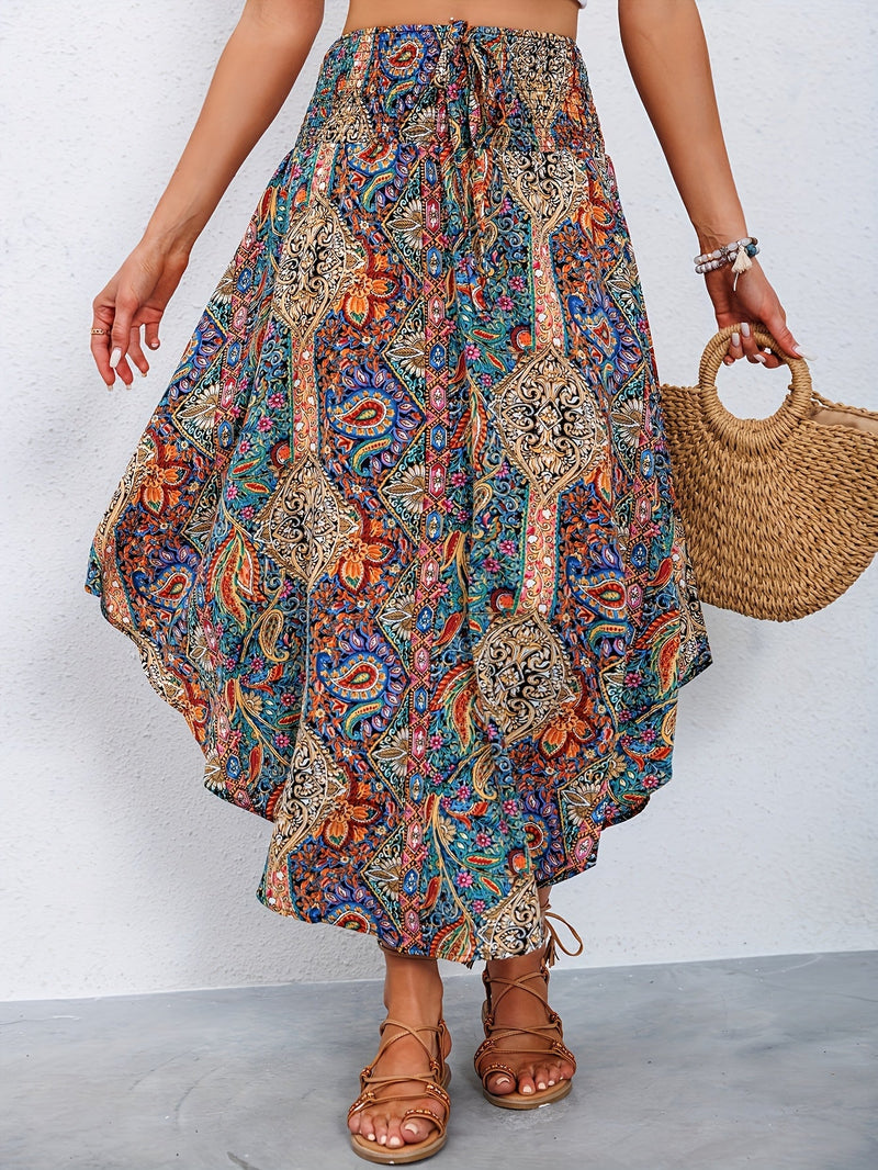 Skirt with Paisley Pattern and High Waist – Stylish and Comfortable for Summer and Spring